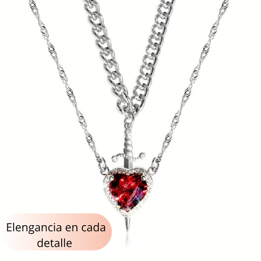 Collar Duo de Corazón y Espada